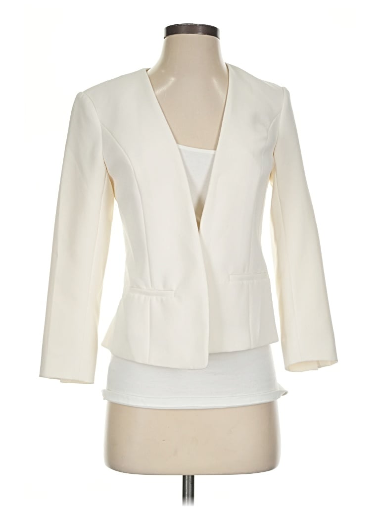 Pre-owned Halogen Blazer Jacket In Ivory