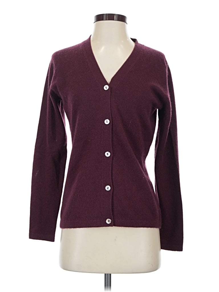 Pre-owned Classiques Entier Cashmere Cardigan Sweater In Burgundy