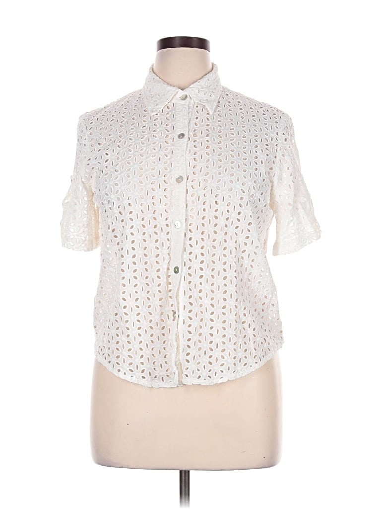 Pre-owned Ruby Rd. Short Sleeve Blouse In Ivory