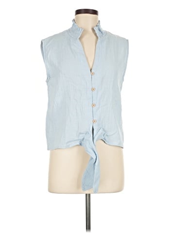 Elan Sleeveless Button-Down Shirt (view 1)