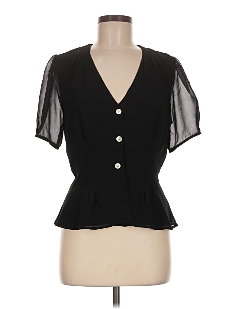 Pre-owned Wilfred Short Sleeve Blouse In Black