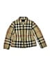 Burberry 100% Polyester Plaid Gold Tan Coat Size 8 - photo 1