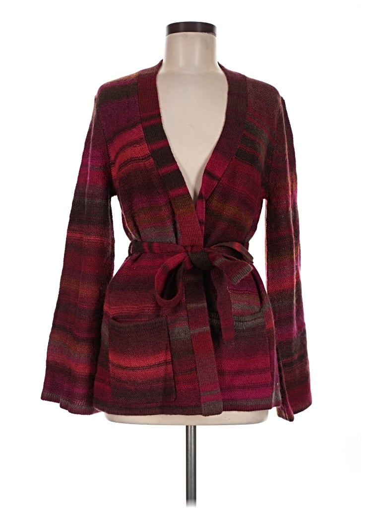 Trina Turk Wool Cardigan Sweater In Burgundy