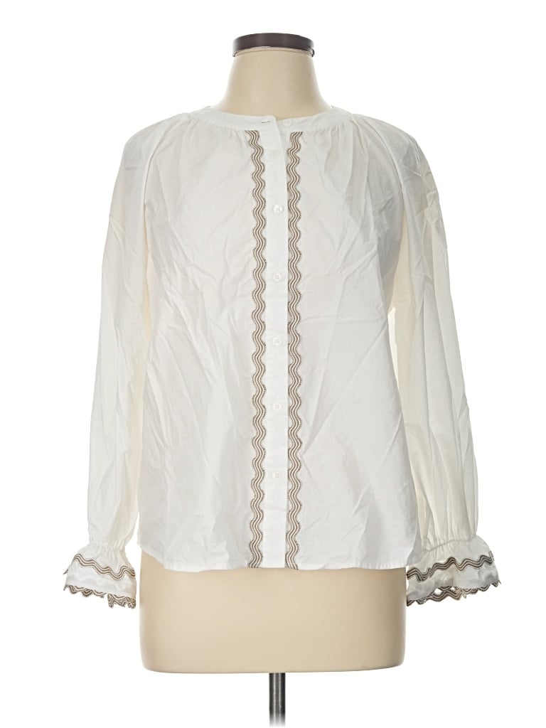Pre-owned Sundays Long Sleeve Blouse In Ivory