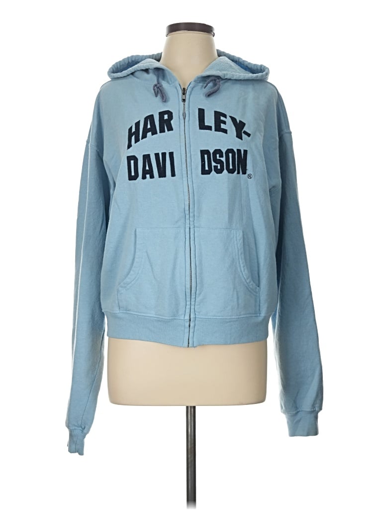 Pre-owned Harley Davidson Zip Up Hoodie In Blue