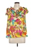 Rose + Olive 100% Polyester Yellow Short Sleeve Blouse Size L - photo 1