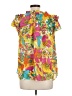 Rose + Olive 100% Polyester Yellow Short Sleeve Blouse Size L - photo 2