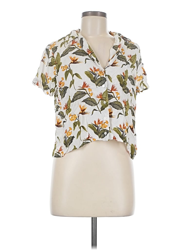 Pre-owned Forever 21 Short Sleeve Blouse In Ivory