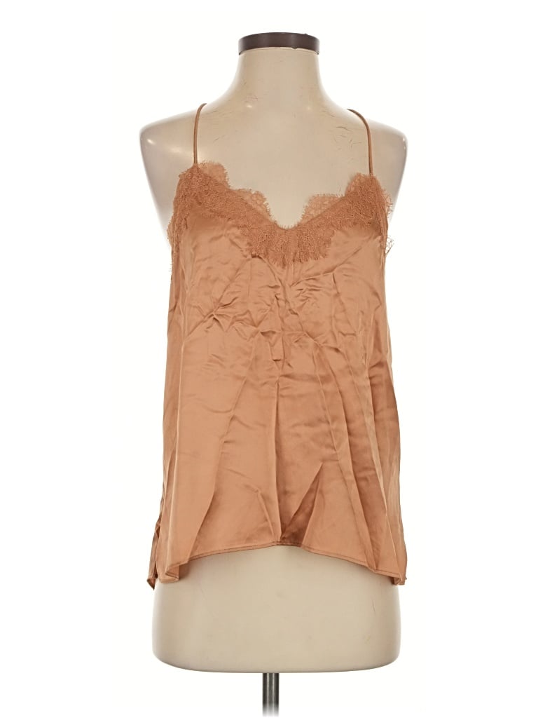 Pre-owned Cami Nyc Sleeveless Silk Top Tan Halter Neckline Tops