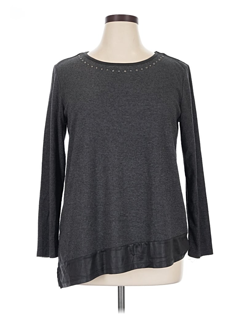Pre-owned French Laundry Long Sleeve Top Gray Crew Neck Tops