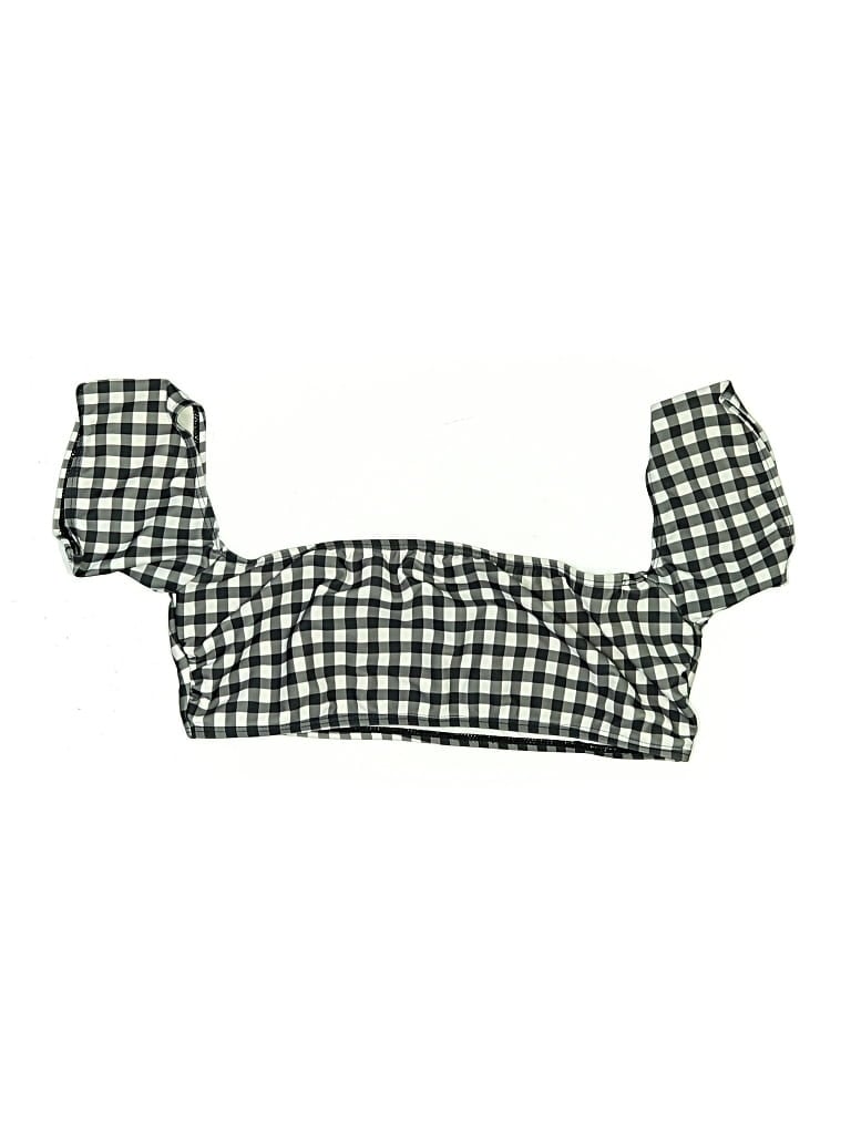 Pre-owned Missguided Swimsuit Top Black Checkered/gingham Pattern Swimwear