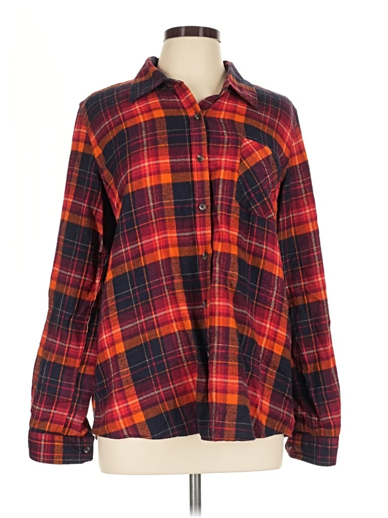 Pre-owned Natural Reflections Long Sleeve Button Down Shirt In Red