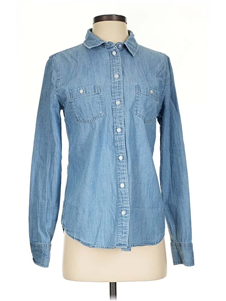 Pre-owned 1901 Long Sleeve Button Down Shirt In Blue