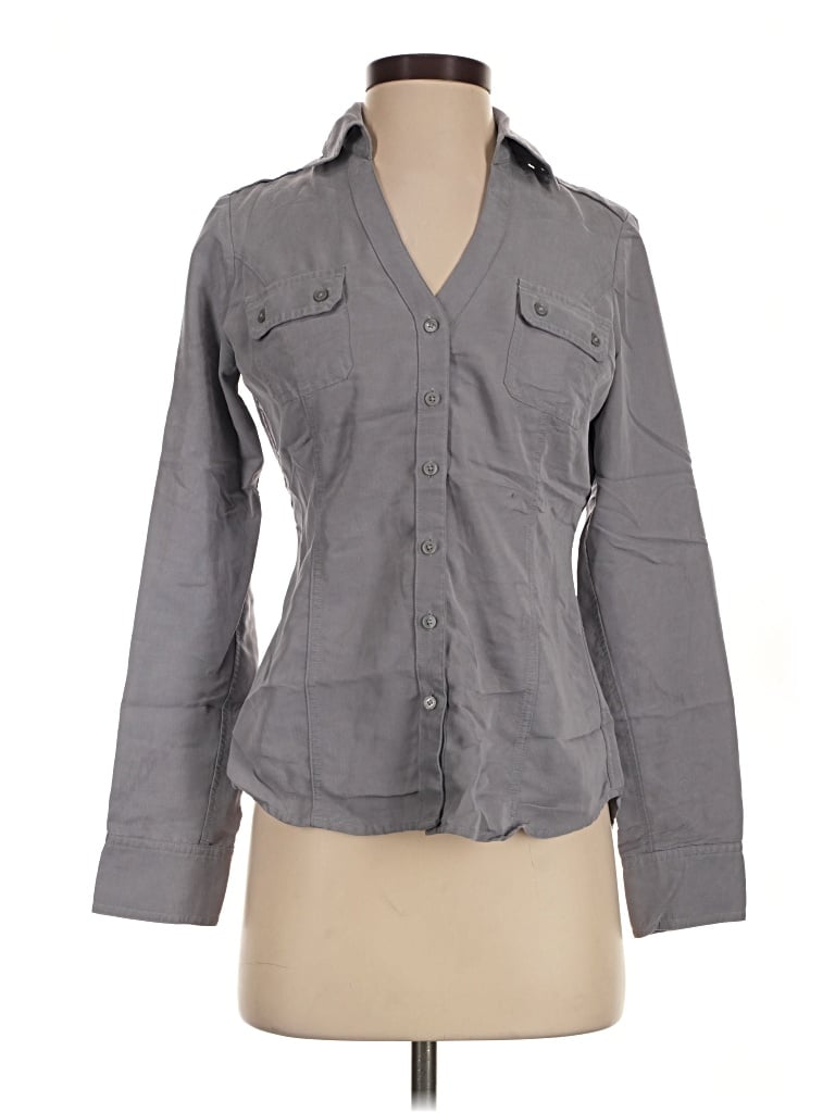 Pre-owned Express Long Sleeve Button Down Shirt In Gray