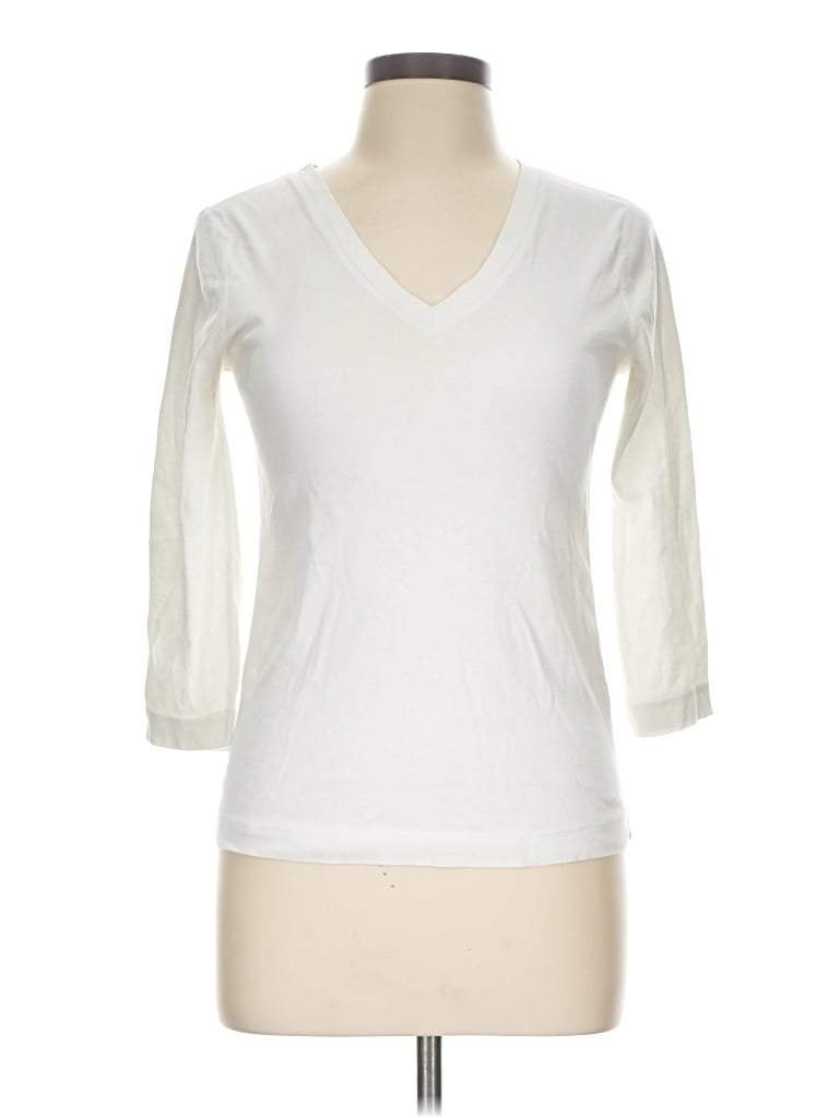 Pre-owned Three Dots 3/4 Sleeve T-shirt In Ivory