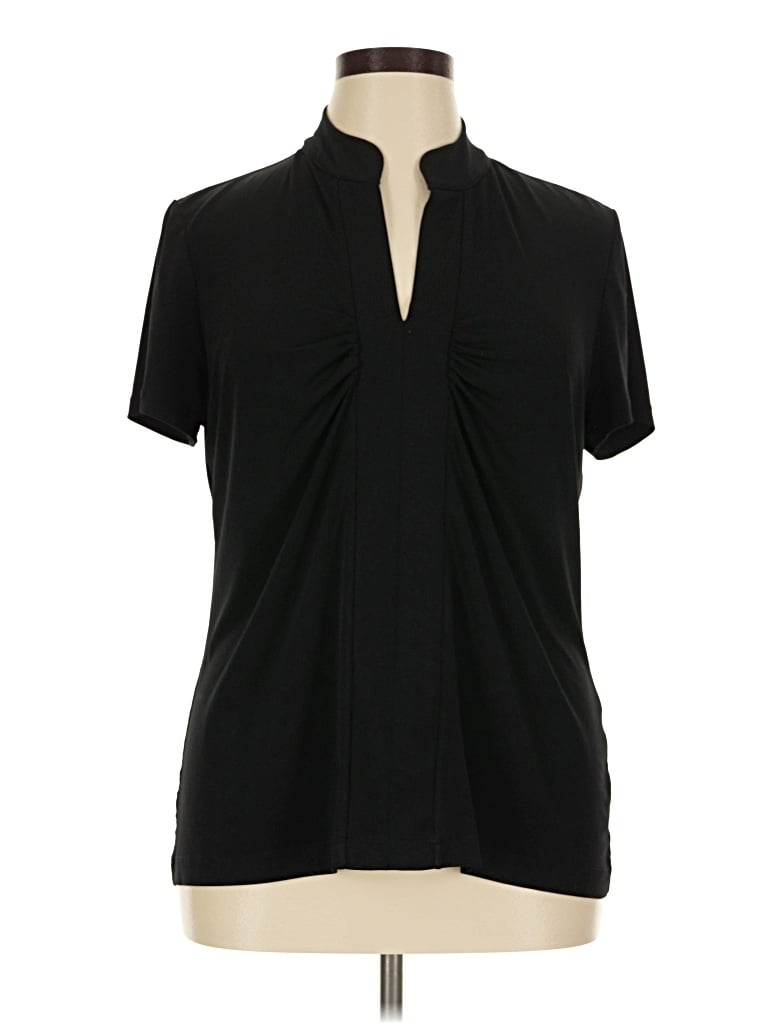 Pre-owned Dana Buchman For Kohls Short Sleeve Blouse In Black
