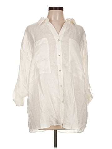 Magaschoni 3/4 Sleeve Button-Down Shirt (view 1)
