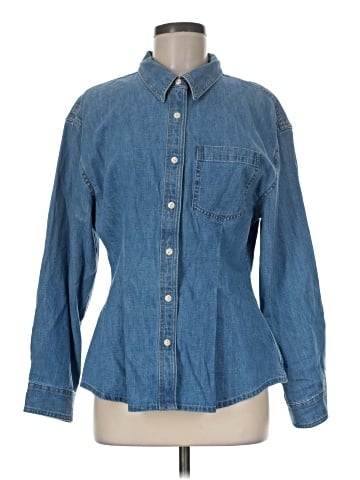 Madewell Denim Darted Button-Up Shirt in Winnset Wash (view 1)
