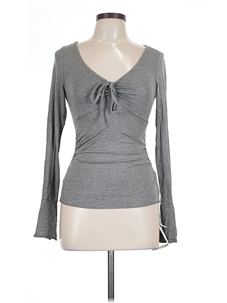 Assorted Brands Long Sleeve Top Gray Sweetheart Neckline Tops