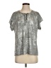 Elliott Lauren Metallic Silver Short Sleeve Blouse Size S - photo 1