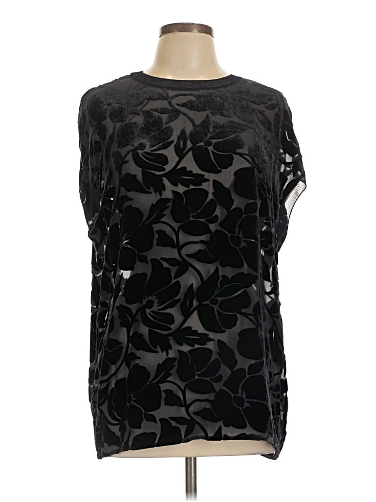 Pre-owned Theory Short Sleeve Blouse In Black