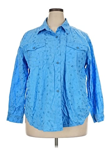Denim & Co Long Sleeve Button-Down Shirt (view 1)