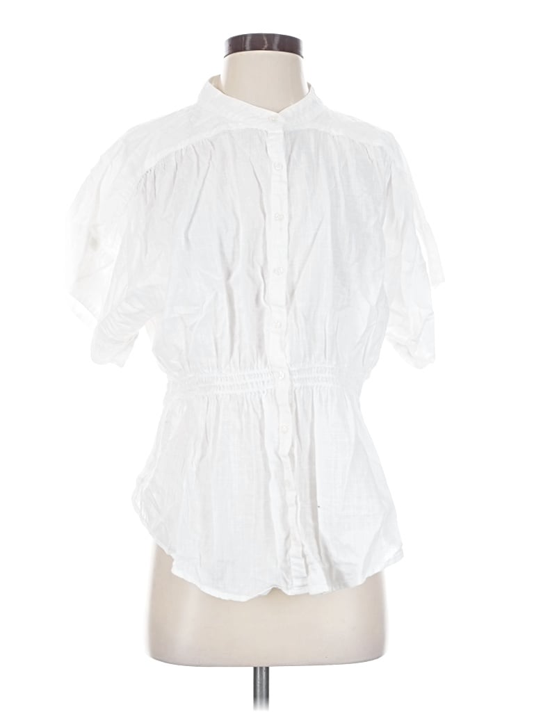 Pre-owned Free People Short Sleeve Blouse In White