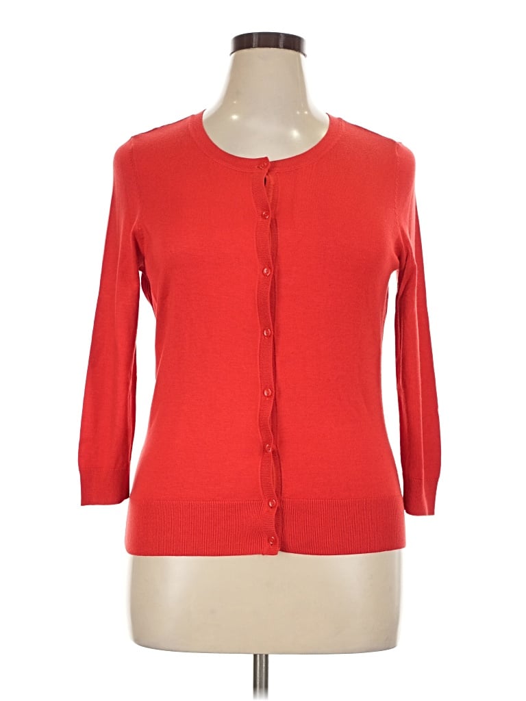 Pre-owned Halogen Cardigan Sweater In Red