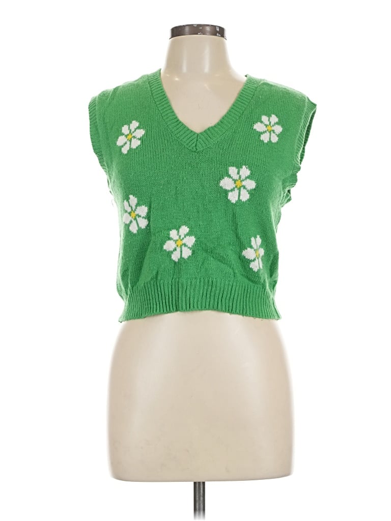 Pre-owned Just Polly Sweater Vest In Green