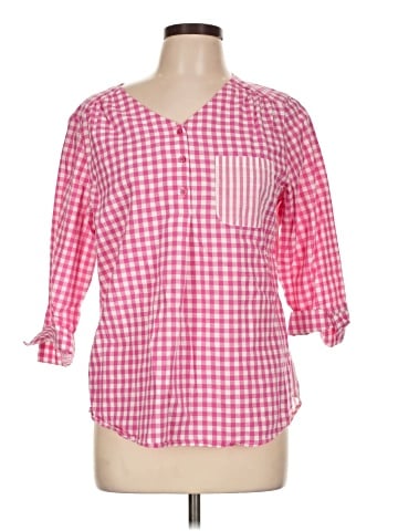 Christopher & Banks 3/4 Sleeve Button-Down Shirt (view 1)