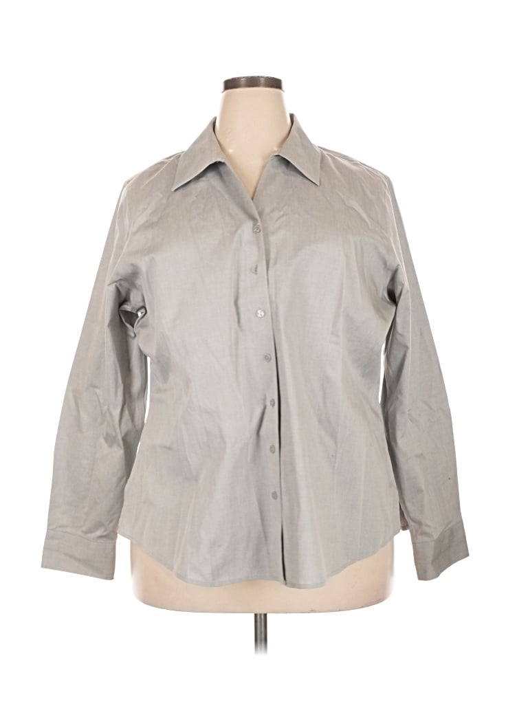 Pre-owned Coldwater Creek 3/4 Sleeve Button Down Shirt In Gray