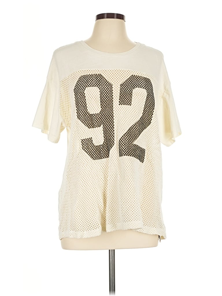 Pre-owned Forever 21 3/4 Sleeve T-shirt In Ivory