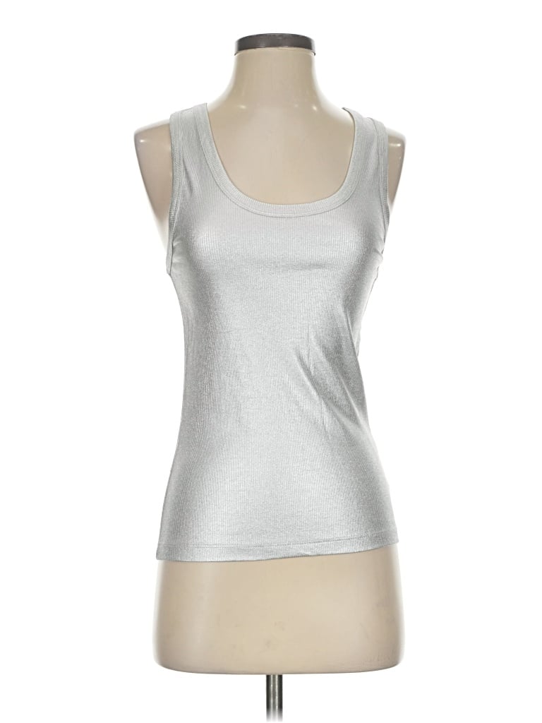 Zara Tank Top Silver Strapless Neckline Tops In Animal Print
