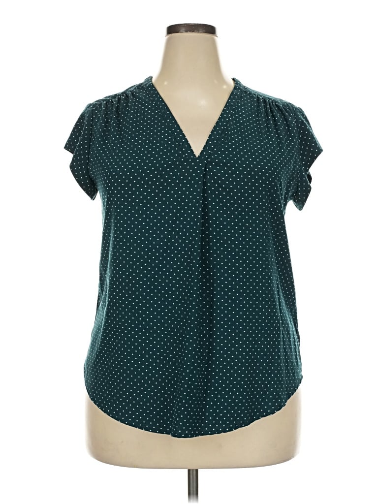 Pre-owned Fun2fun Short Sleeve Blouse In Teal