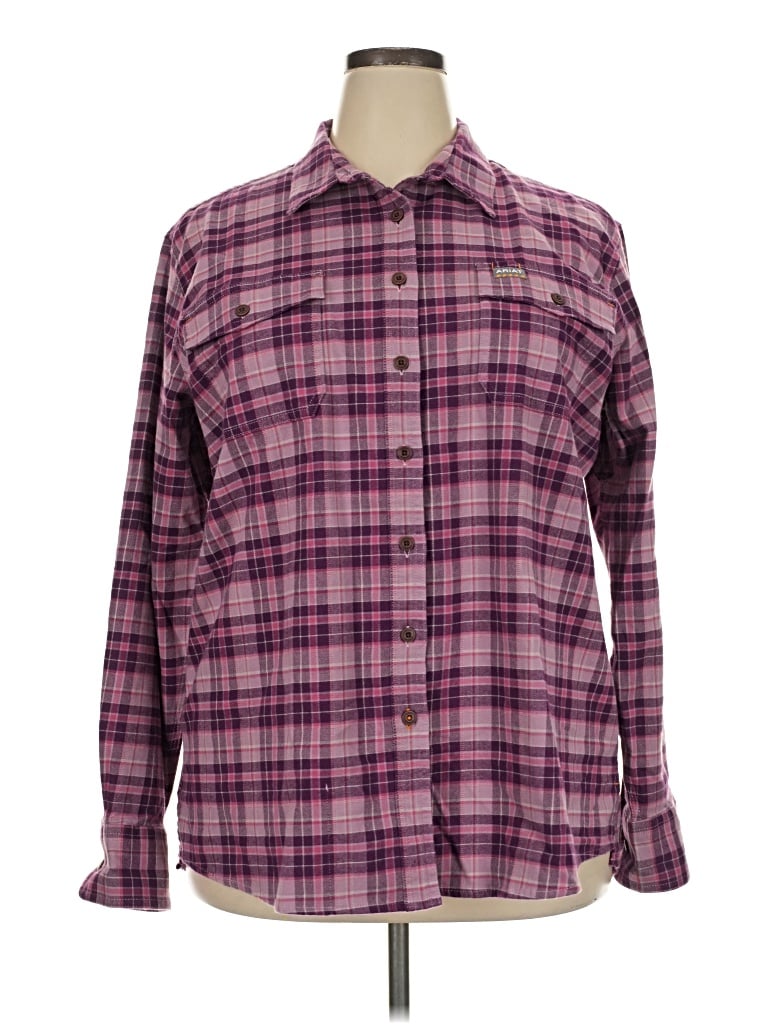 Pre-owned Ariat Long Sleeve Button Down Shirt In Purple