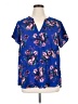 Torrid 100% Polyester Floral Blue Short Sleeve Blouse Size 1X Plus (1) - photo 1