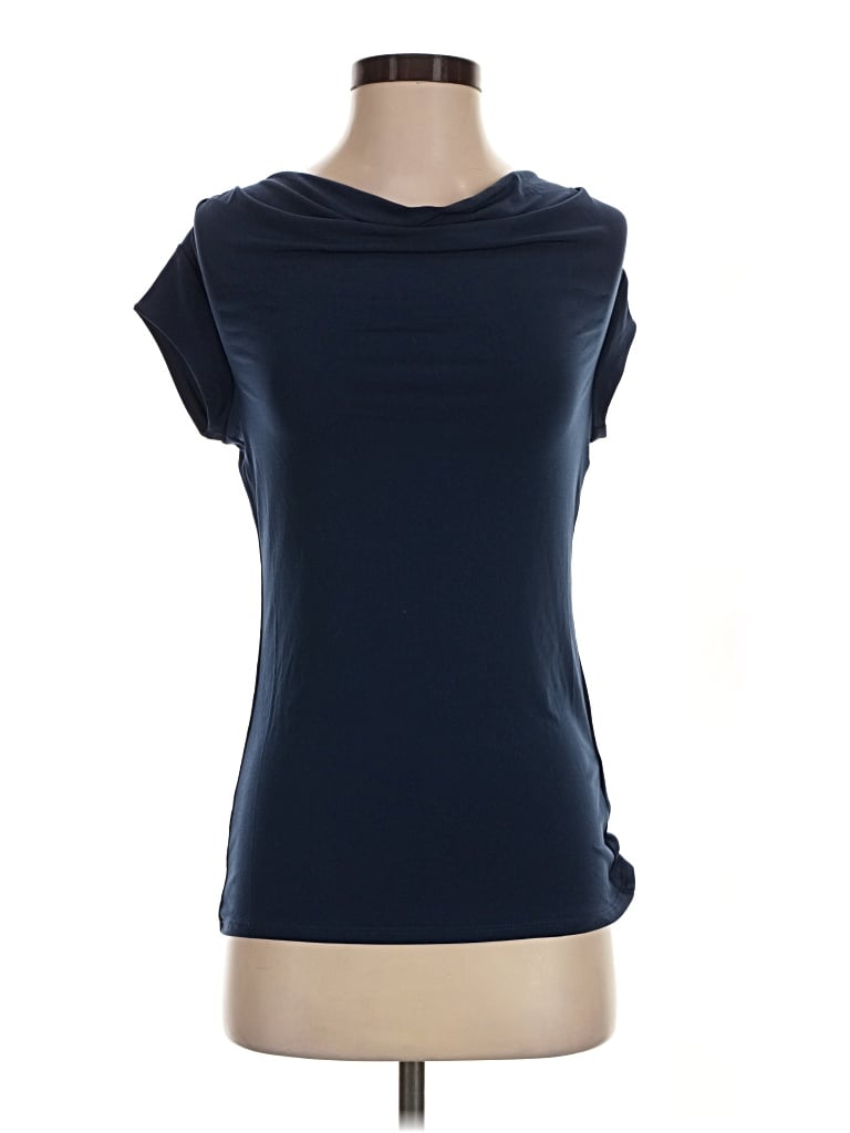 Pre-owned Premise Short Sleeve Top Blue Cowl Neck Tops