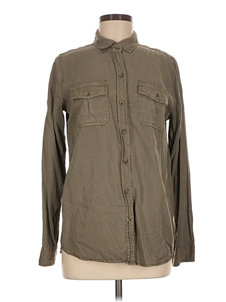 Pre-owned Marine Layer Long Sleeve Button Down Shirt In Green