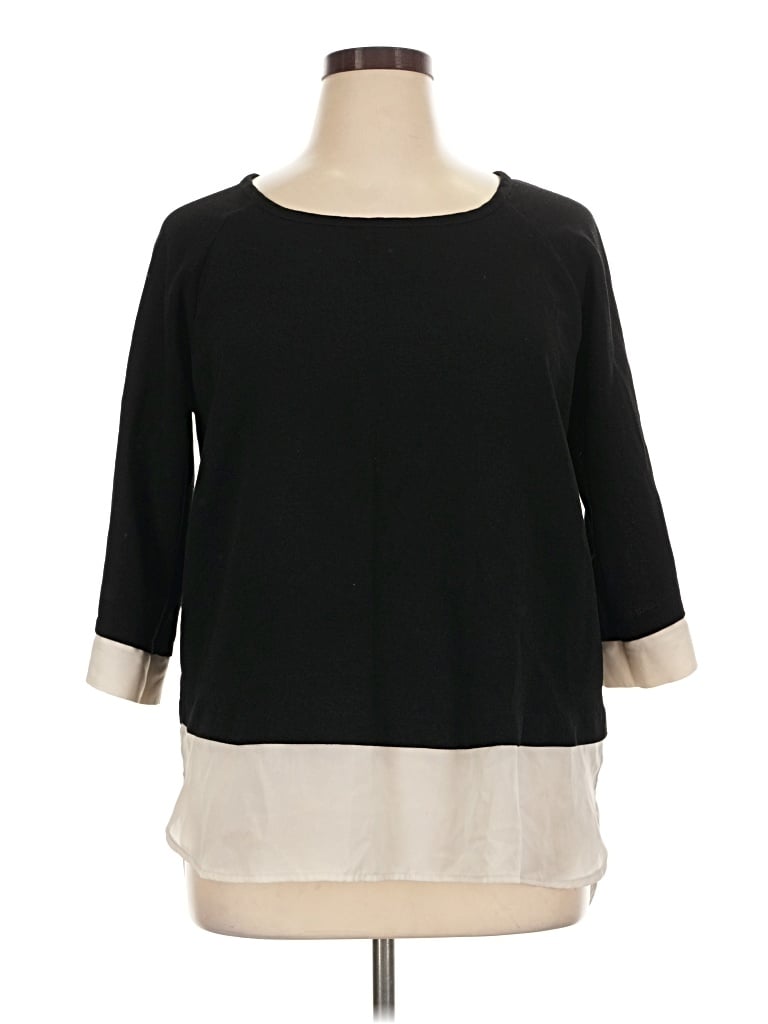 Pre-owned Harve Benard 3/4 Sleeve Top Black Boatneck Tops