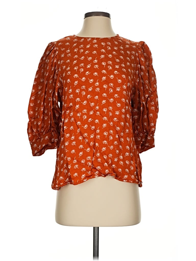 Pre-owned Samsoe & Samsoe 3/4 Sleeve Blouse In Orange