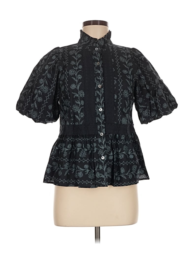 Pre-owned Entro Short Sleeve Blouse In Black