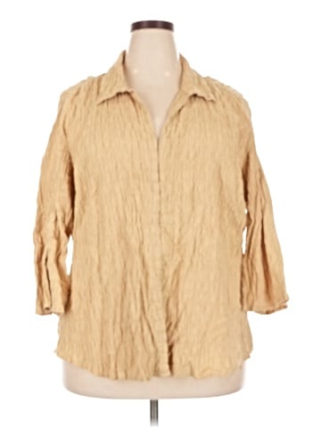Fashion Bug 3/4 Sleeve Button-Down Shirt (view 1)