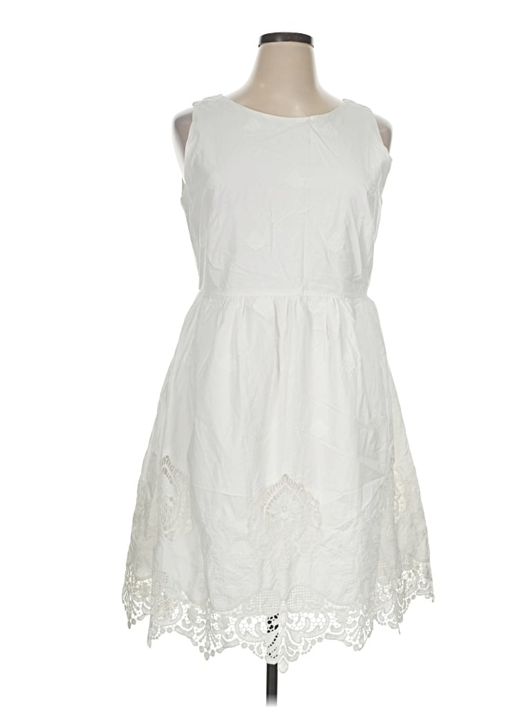 Pre-owned Garnet Hill Casual Dress In White