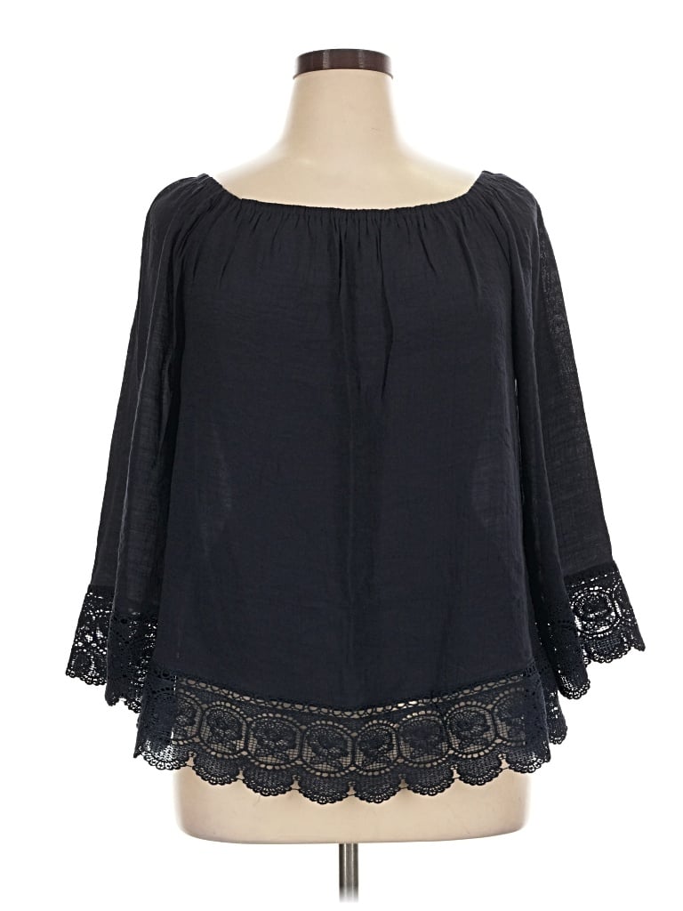Pre-owned C Established 1946 3/4 Sleeve Blouse In Black