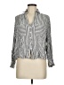 Fore 100% Rayon Stripes Gray 3/4 Sleeve Button-Down Shirt Size M - photo 1