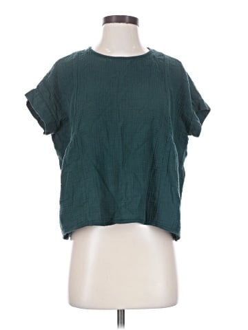 Madewell Lightspun Cuffed-Sleeve Shirred Top (view 1)