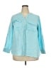 Talbots 100% Linen Blue 3/4 Sleeve Button-Down Shirt Size 2X Petite - photo 1