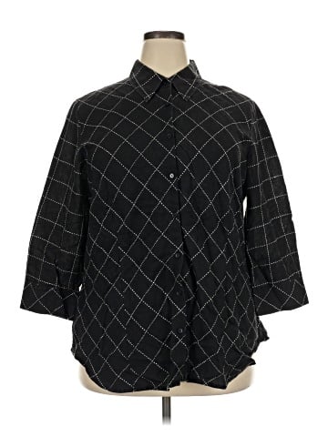 Jones New York Signature 3/4 Sleeve Button-Down Shirt (view 1)