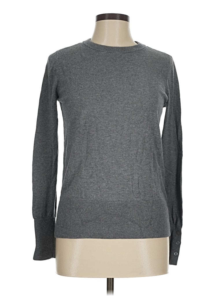 Pre-owned Halogen Long Sleeve Top Gray Crew Neck Tops