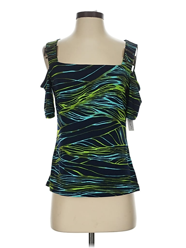 Pre-owned Bold Elements Short Sleeve Top Green One Shoulder Neckline Tops
